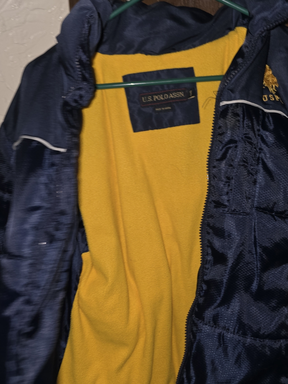 U.S. Polo Assn. Men’s Navy Jacket with Yellow Lining